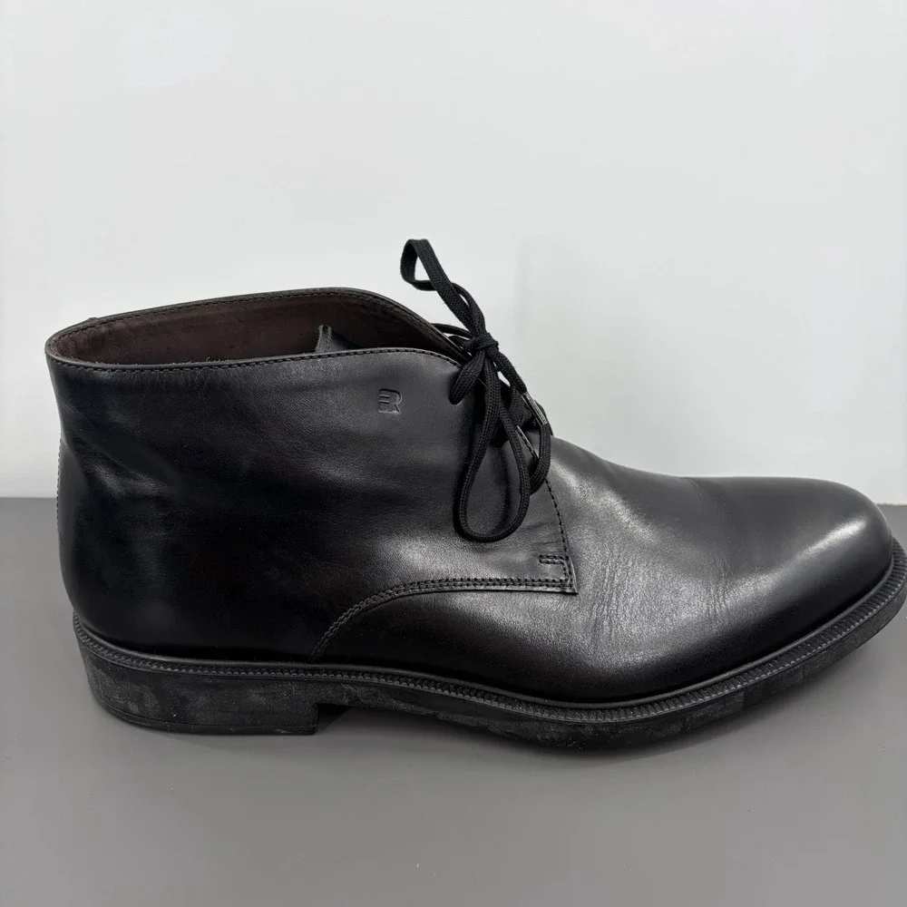 Fratelli Rossetti Mens Black Leather Chukka Ankle Boots Lace-Up Made In Italy 9M